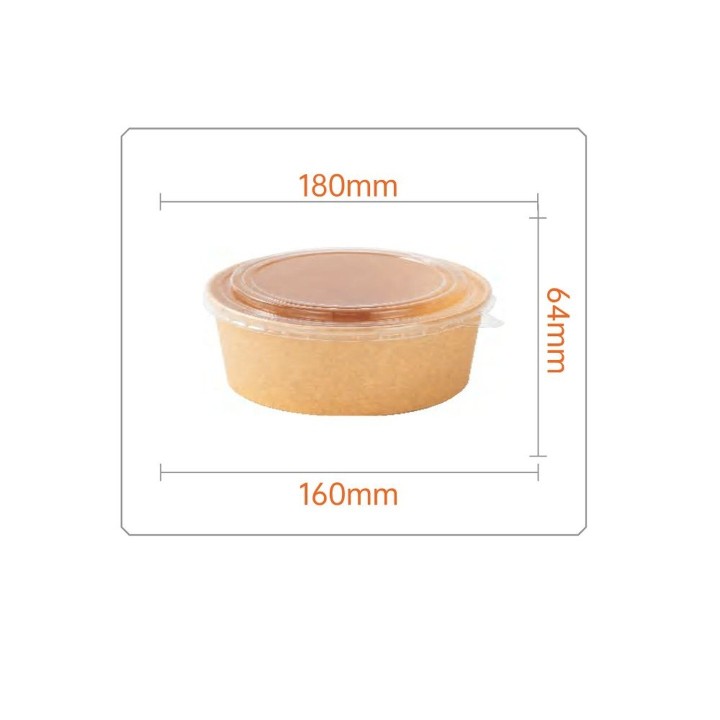 Dimensions du bol kraft 1300 ml avec son couvercle