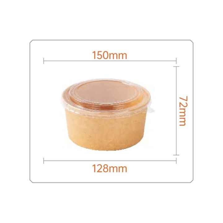 Dimensions du bol kraft 1000 ml avec son couvercle