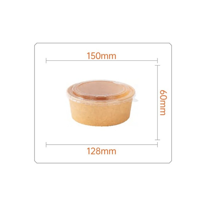 Dimensions du bol kraft 750 ml avec son couvercle