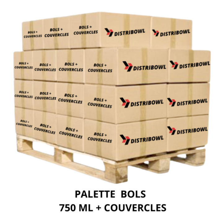 Kraft bowl 750 ml with lid, pallet of 7,200
