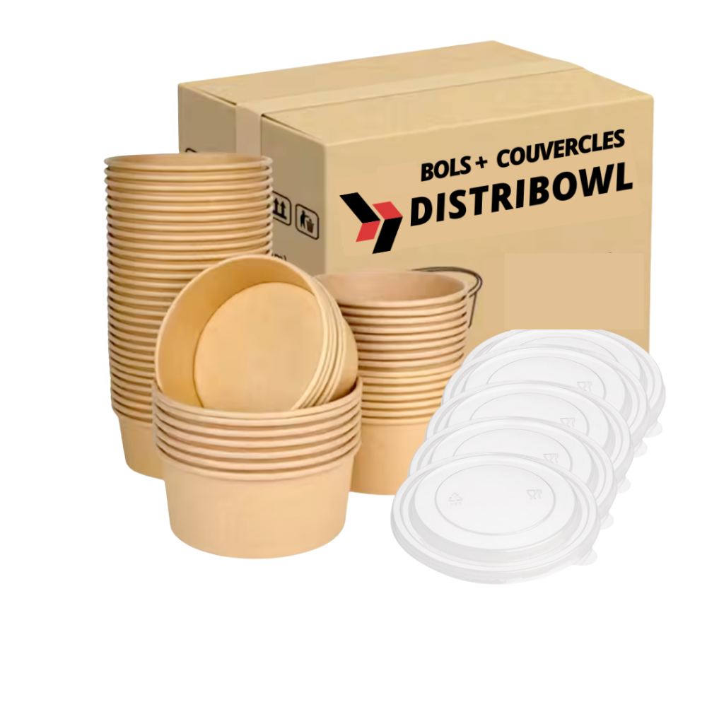 Bol kraft 1300 ml avec couvercle